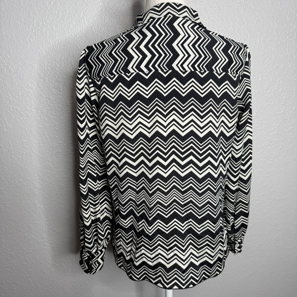 Missoni For Target Women's‎ Black & White Chevron Long Sleeve Blouse -cp - Picture 7 of 10